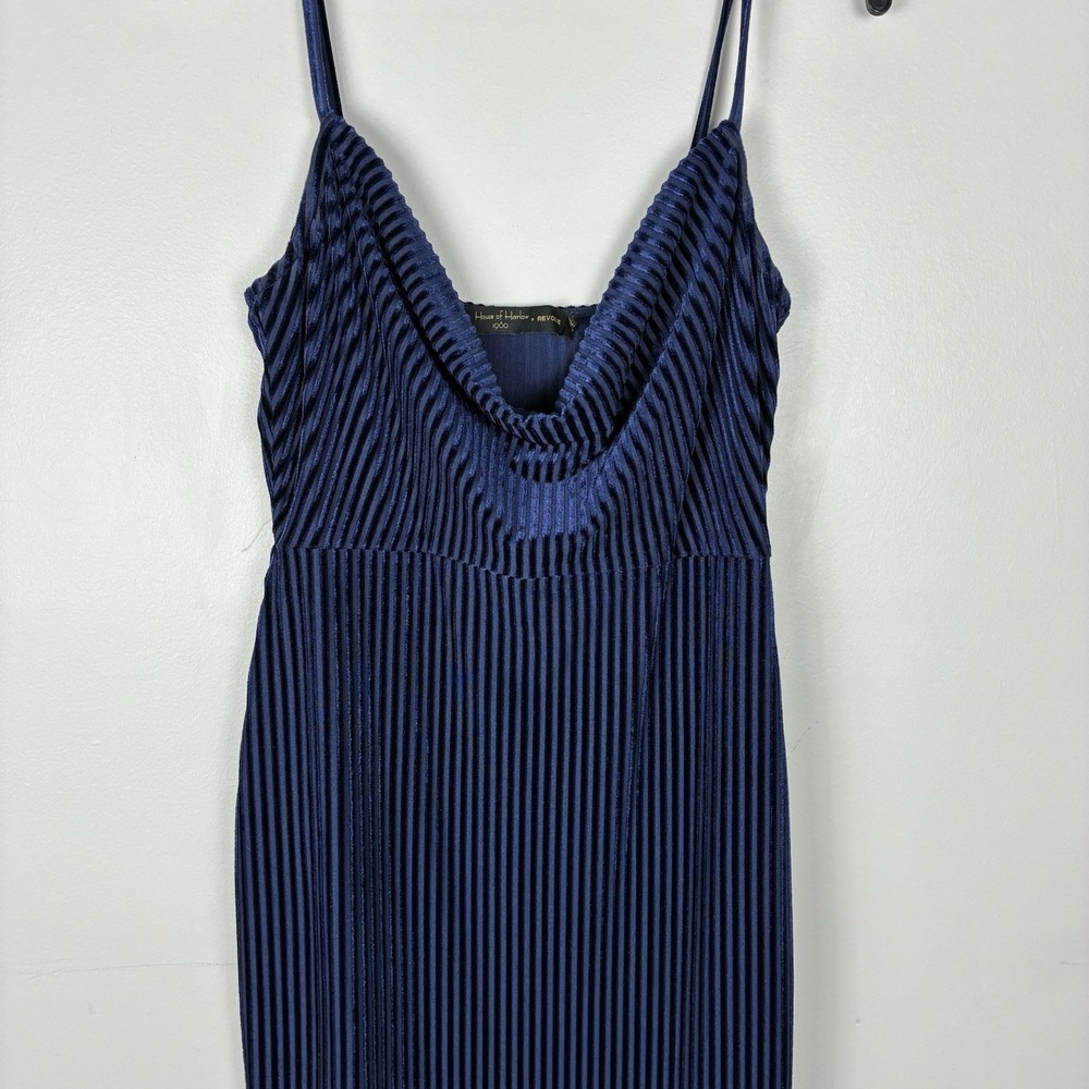House Of Harlow 1960 X Revolve Slip Dress Navy Blue Ribbed Sexy Party Formal M - Picture 3 of 11